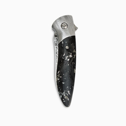 Glory Folder Semi-Custom #289 Silver Carbon Fiber - Sharktooth Damascus - Aegir Damasteel