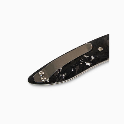 Glory Folder Semi-Custom #289 Silver Carbon Fiber - Sharktooth Damascus - Aegir Damasteel