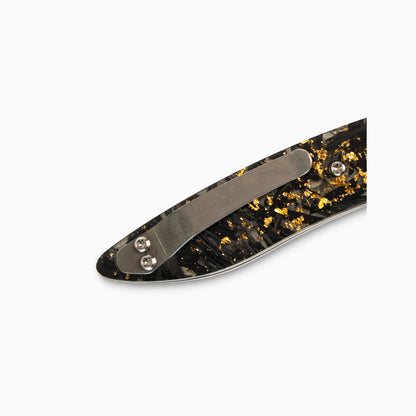 Glory Folder Semi-Custom #290 Gold Carbon Fiber - Sharktooth Damascus - Aegir Damasteel