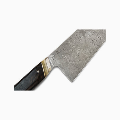 Rhymer Knives | Custom 8" Damascus K-Tip Gyuto w/ African Blackwood Handle